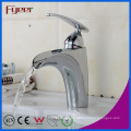 Fyeer Fashion Bathroom descubrió un gran flujo de agua Una sola manija Chrome Basin Faucet Grifo mezclador caliente y frío